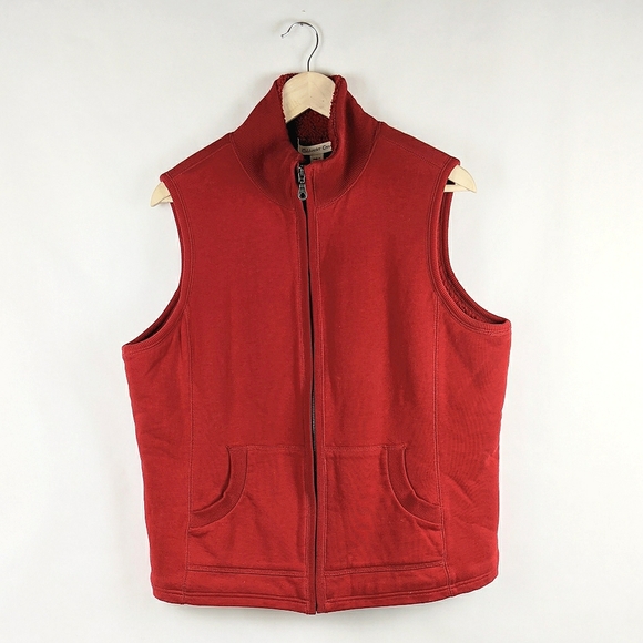 Coldwater Creek Jackets & Blazers - Coldwater Creek Red Fleece Zip-up Sleeveless Vest